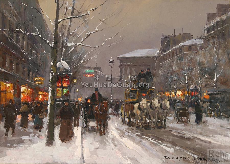 Boulevard de la Madeleine, Winter - 爱德华·科尔特斯